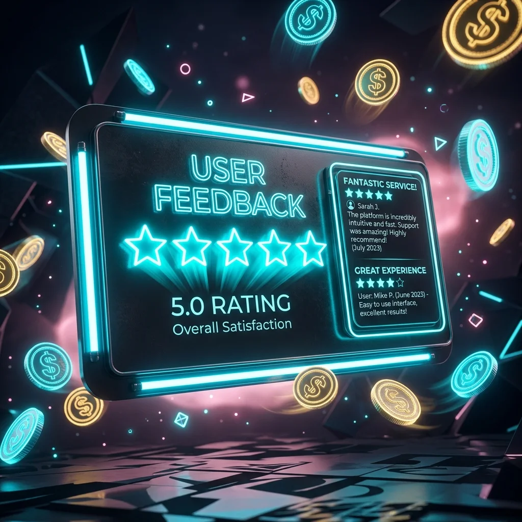 Painel digital exibindo estrelas douradas de avaliação positiva