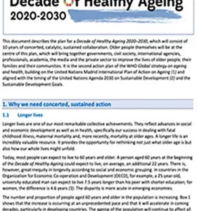 Capa da publicação Plano de Ação para a Década do Envelhecimento Saudável 2020-2030